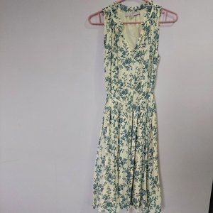 Loft Vine Ruffle Neck Pleated Maxi Dress, Size XS/S